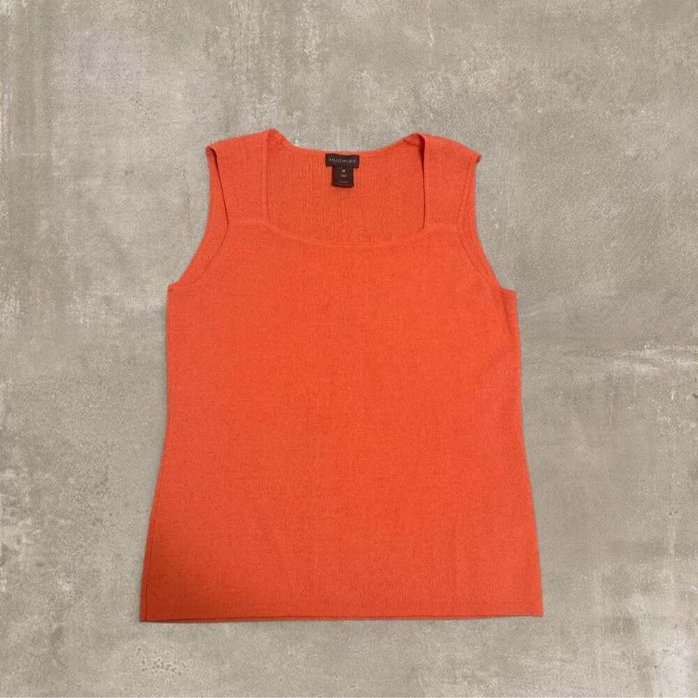 Multiples 90s Y2K Orange Sweetheart Square Neckline Tank Top